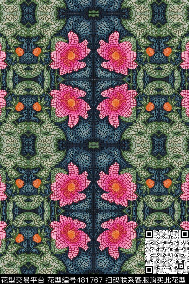 传统花卉传统印花华亿平台下载（图片编号: 481767） - 瓦栏（Walan）