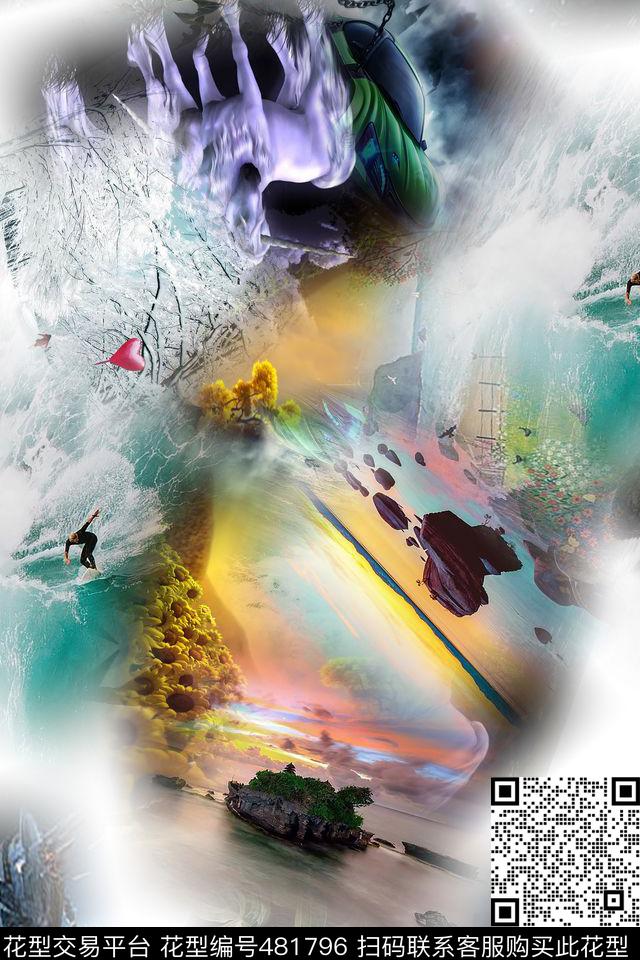 时尚混搭男女数码印花华亿平台下载（图片编号: 481796） - 瓦栏（Walan）