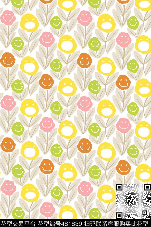 抽象清新笑脸数码印花华亿平台下载（图片编号: 481839） - 瓦栏（Walan）