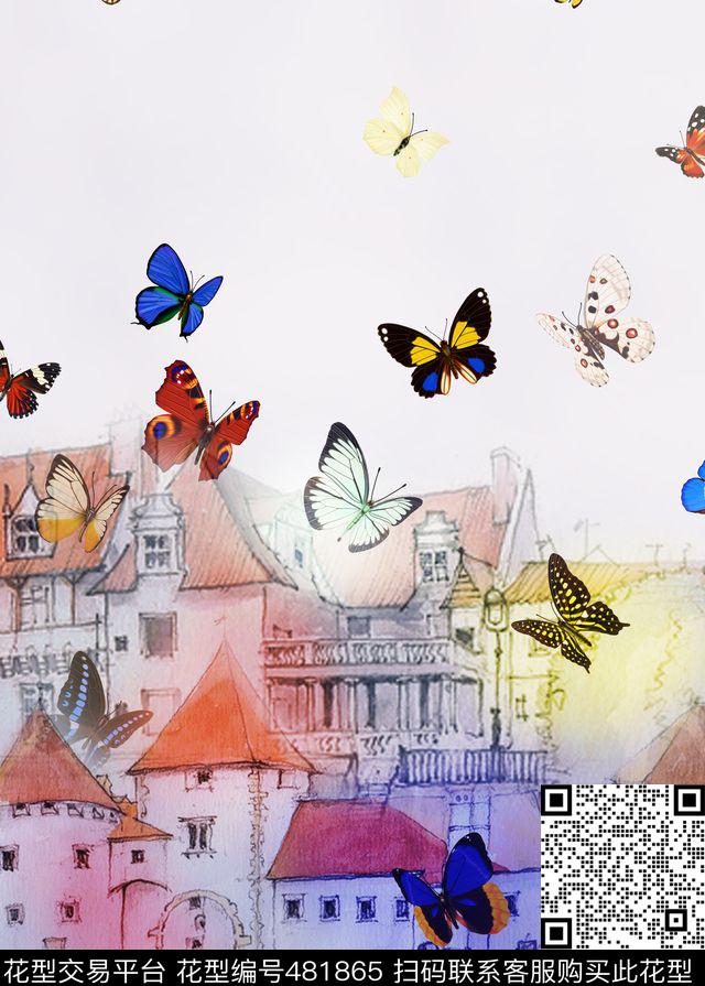 大牌建筑蝴蝶数码印花华亿平台下载（图片编号: 481865） - 瓦栏（Walan）