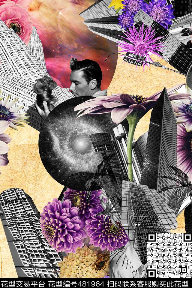 拼贴英伦建筑数码印花华亿平台下载（图片编号: 481964） - 瓦栏（Walan）