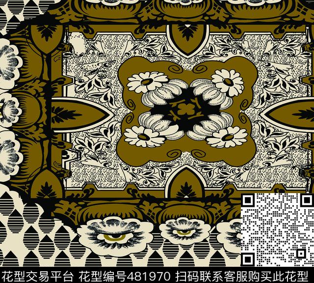 古典流行太阳花传统印花华亿平台下载（图片编号: 481970） - 瓦栏（Walan）