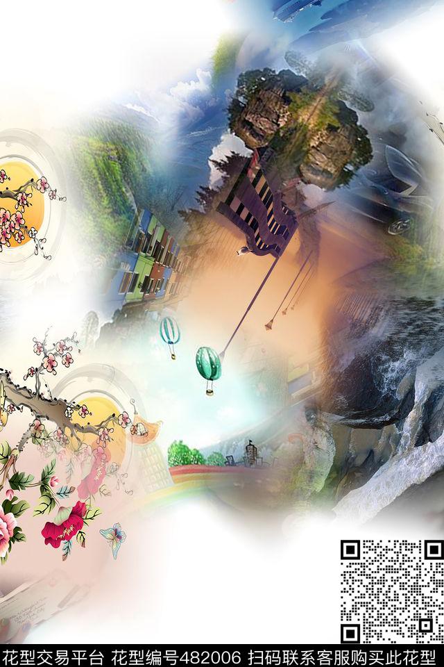 时尚大牌混搭数码印花华亿平台下载（图片编号: 482006） - 瓦栏（Walan）