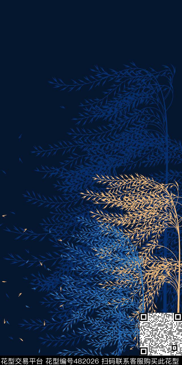 经典树叶渐变传统印花华亿平台下载（图片编号: 482026） - 瓦栏（Walan）