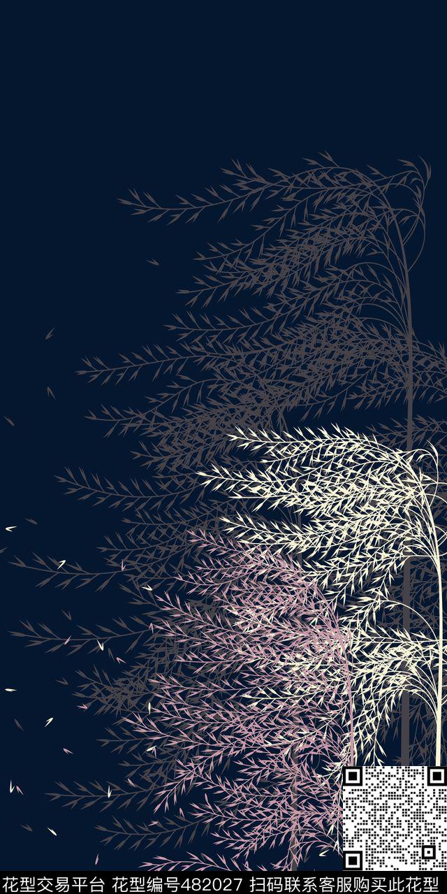 经典树叶渐变传统印花华亿平台下载（图片编号: 482027） - 瓦栏（Walan）