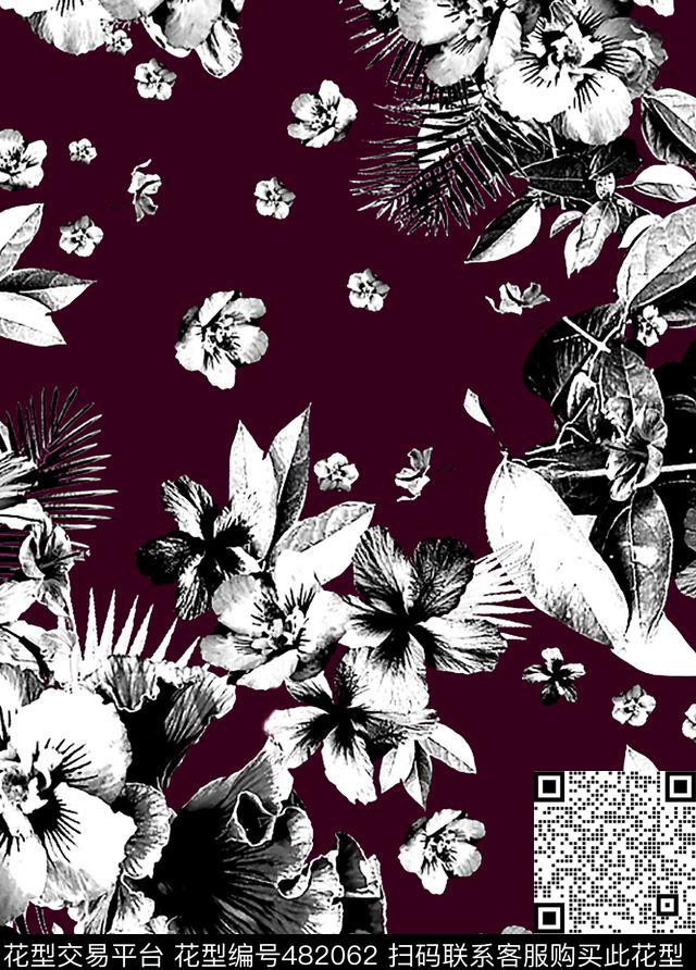 潮流花卉传统印花华亿平台下载（图片编号: 482062） - 瓦栏（Walan）