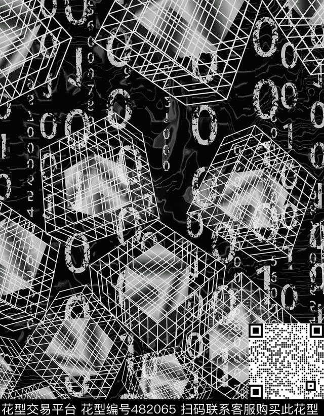 男裝立体空间定位印花抽象印花时尚男装数码印花华亿平台下载（图片编号: 482065） - 瓦栏（Walan）