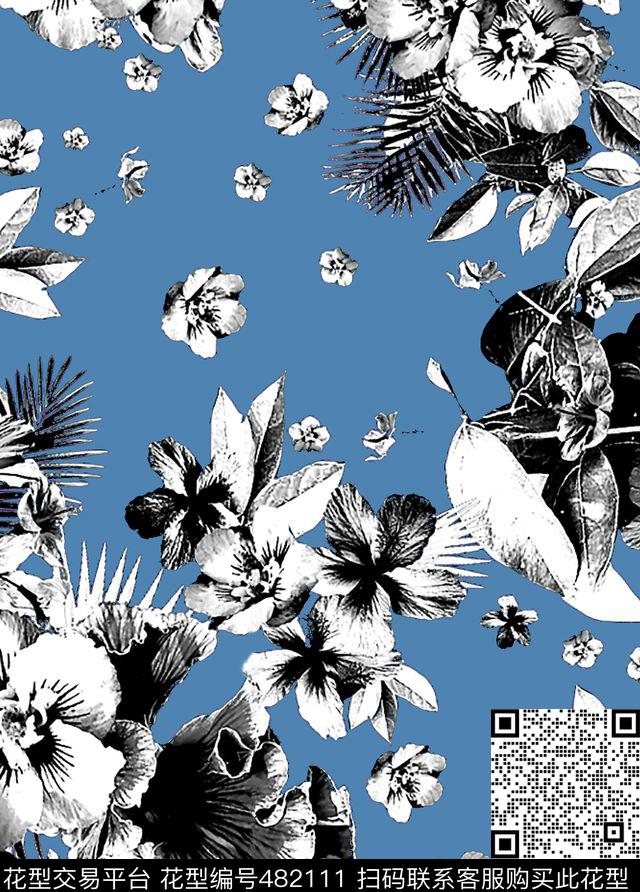 潮流花卉传统印花华亿平台下载（图片编号: 482111） - 瓦栏（Walan）