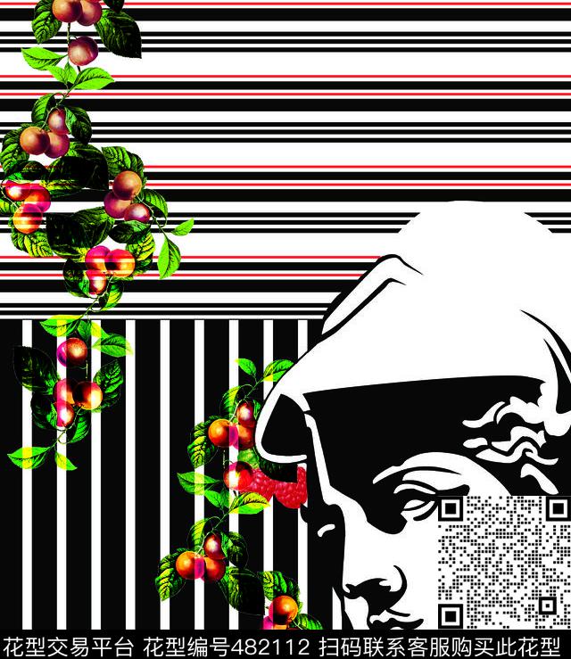 休闲条纹花卉数码印花华亿平台下载（图片编号: 482112） - 瓦栏（Walan）