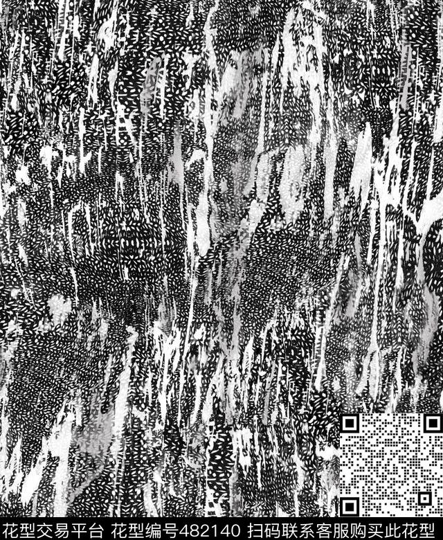 黑白灰机理小叶子传统印花华亿平台下载（图片编号: 482140） - 瓦栏（Walan）