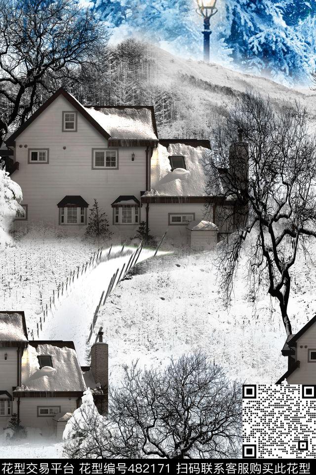 照片景观房屋小桥数码印花华亿平台下载（图片编号: 482171） - 瓦栏（Walan）