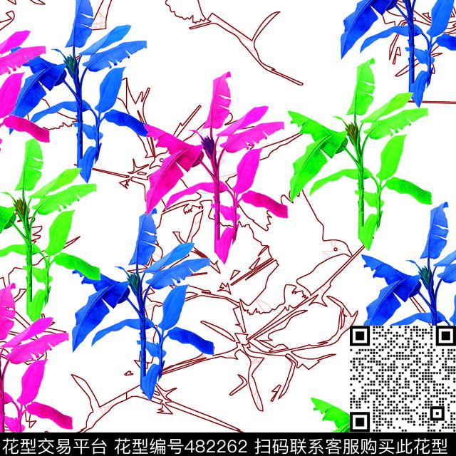 休闲植物热带植物数码印花华亿平台下载（图片编号: 482262） - 瓦栏（Walan）