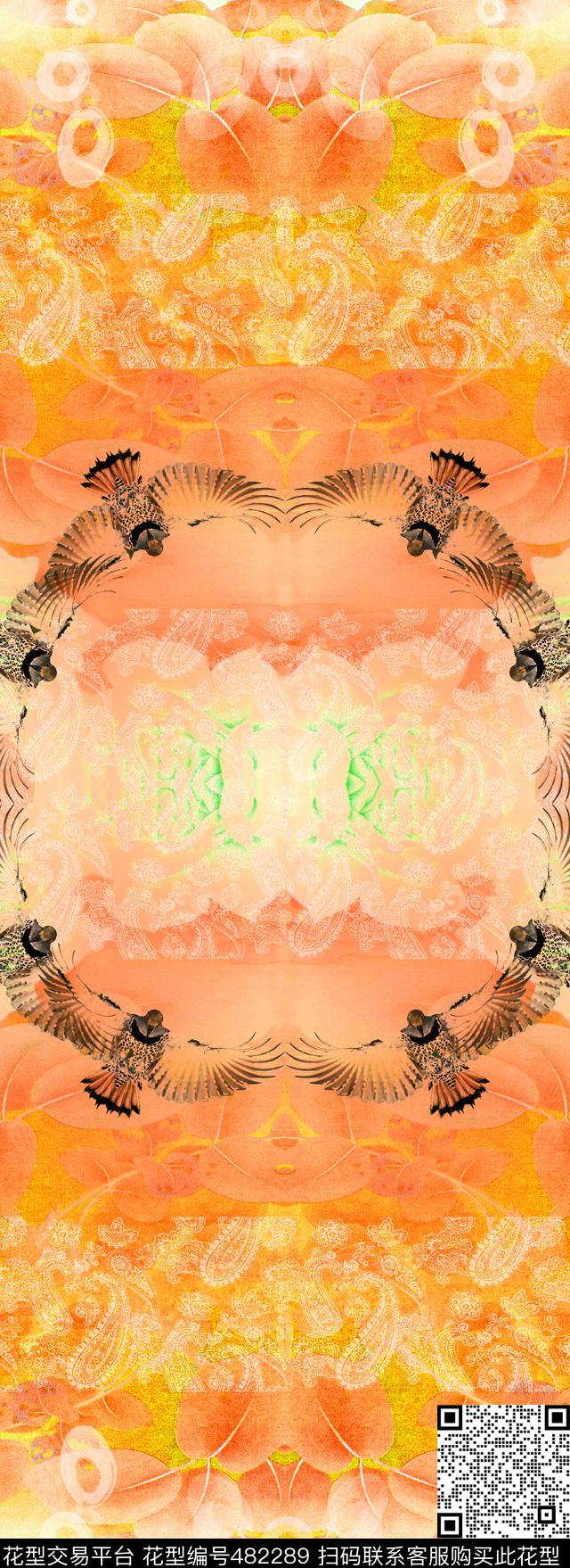 古典真丝长巾数码印花华亿平台下载（图片编号: 482289） - 瓦栏（Walan）