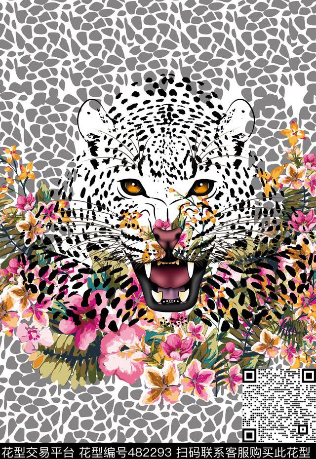 豹纹豹子动物数码印花华亿平台下载（图片编号: 482293） - 瓦栏（Walan）