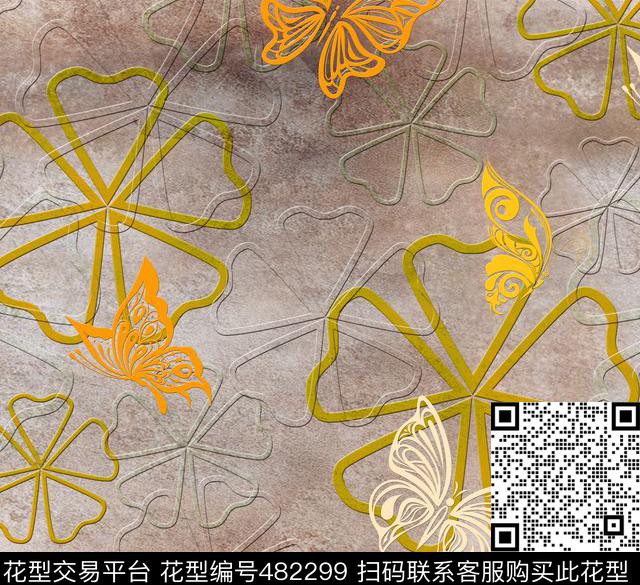 面料蝴蝶浮雕数码印花华亿平台下载（图片编号: 482299） - 瓦栏（Walan）