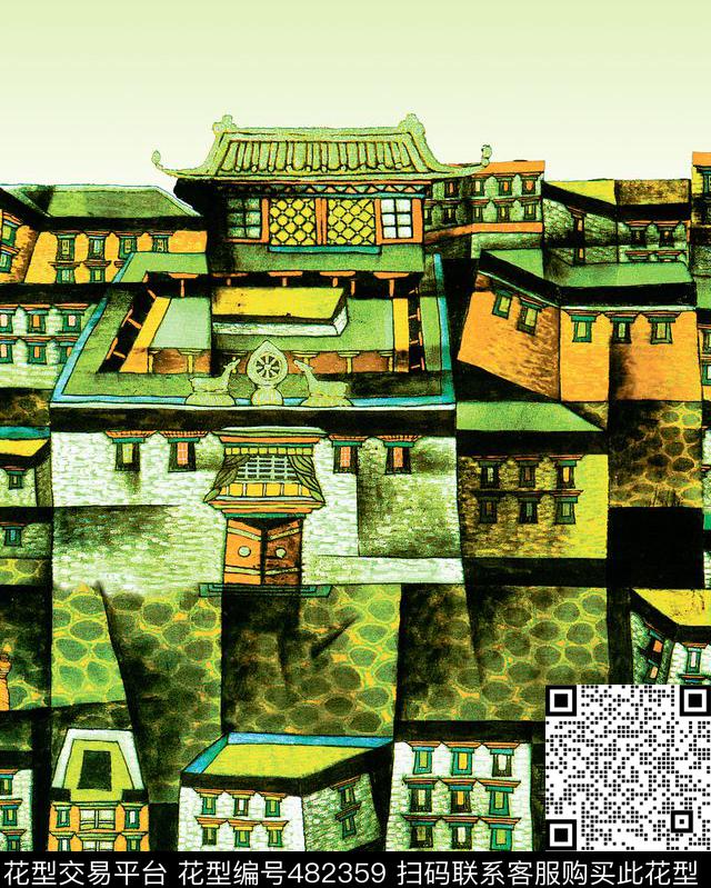 房子绘画女装数码印花华亿平台下载（图片编号: 482359） - 瓦栏（Walan）