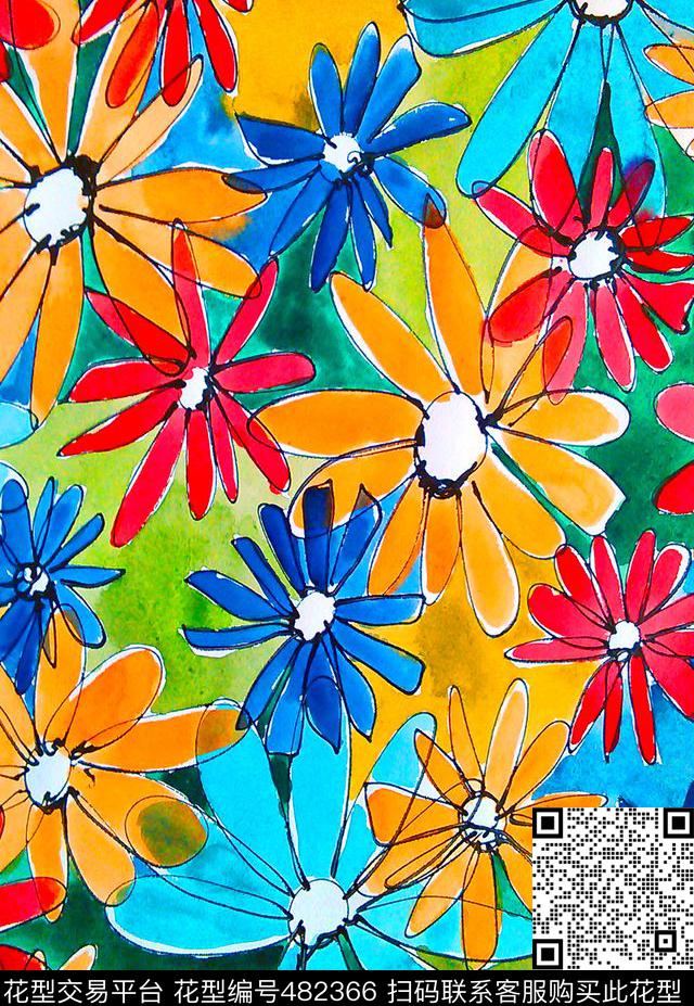 FloralFlowersSummer数码印花华亿平台下载（图片编号: 482366） - 瓦栏（Walan）