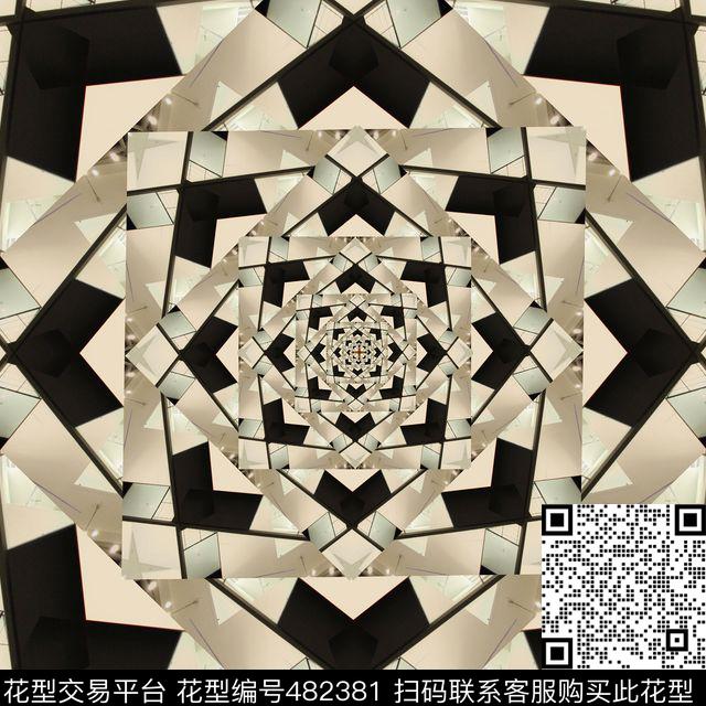 对称方形渐变数码印花华亿平台下载（图片编号: 482381） - 瓦栏（Walan）