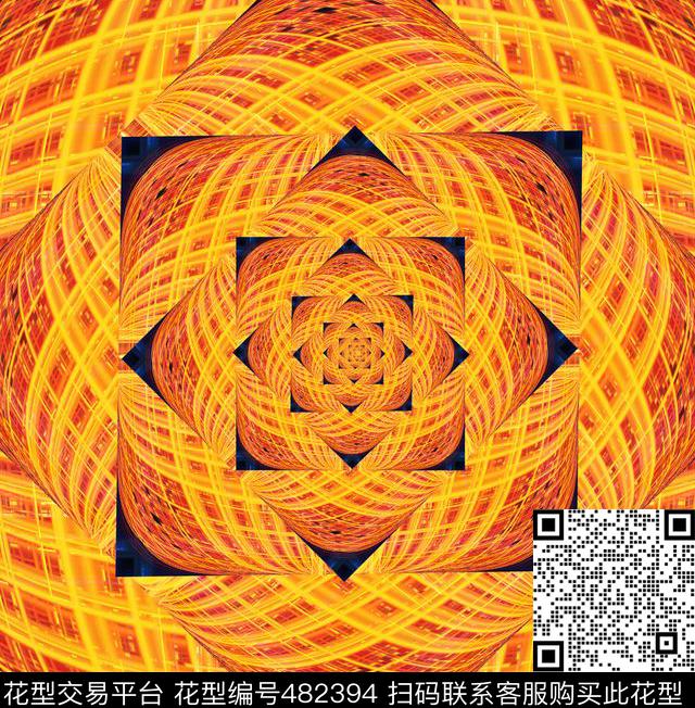 方形花朵渐变数码印花华亿平台下载（图片编号: 482394） - 瓦栏（Walan）