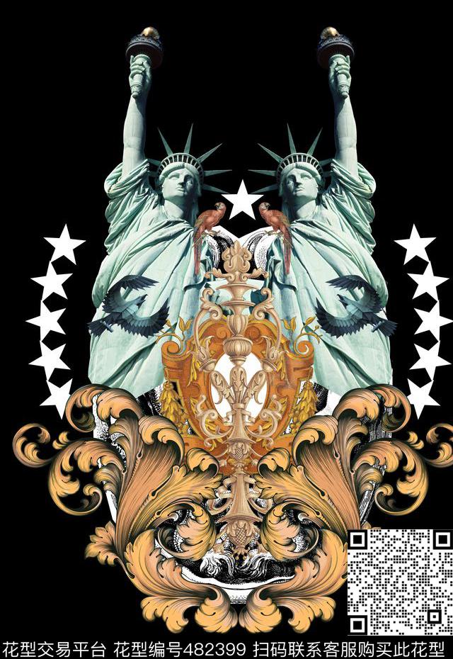 T恤卫衣夹克潮流时尚欧式复古花边数码印花华亿平台下载（图片编号: 482399） - 瓦栏（Walan）