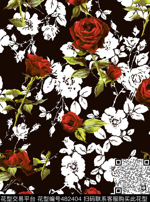 时尚花卉女装数码印花华亿平台下载（图片编号: 482404） - 瓦栏（Walan）