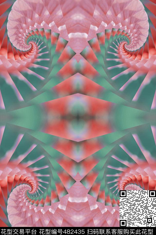 对称漩涡渐变数码印花华亿平台下载（图片编号: 482435） - 瓦栏（Walan）