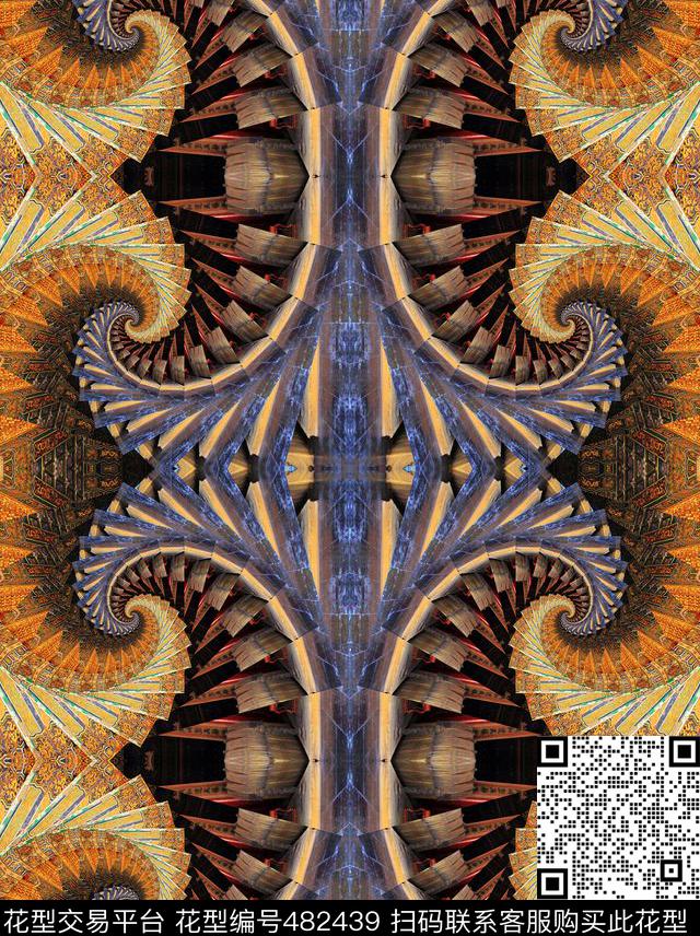 对称曲线吉祥数码印花华亿平台下载（图片编号: 482439） - 瓦栏（Walan）