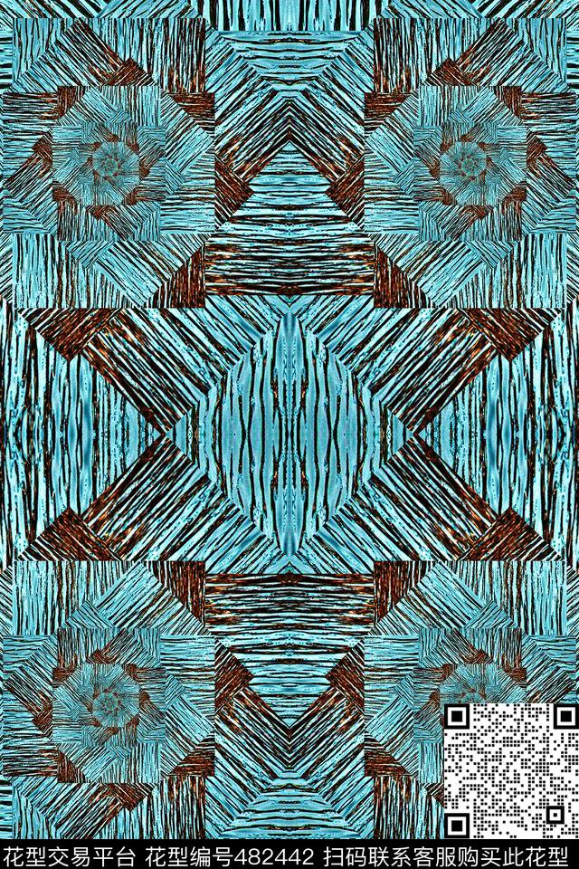 斑纹对称曲线数码印花华亿平台下载（图片编号: 482442） - 瓦栏（Walan）