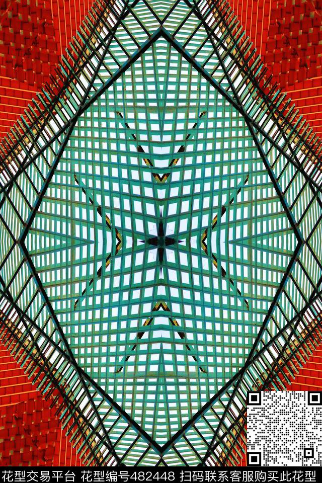 对称菱形线条数码印花华亿平台下载（图片编号: 482448） - 瓦栏（Walan）