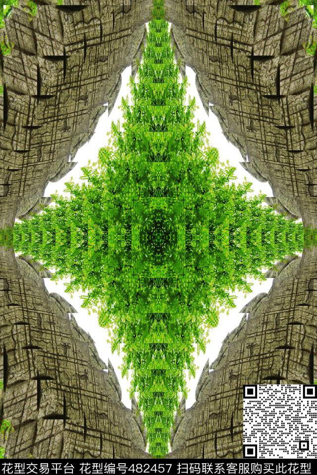 对称绿色星形数码印花华亿平台下载（图片编号: 482457） - 瓦栏（Walan）