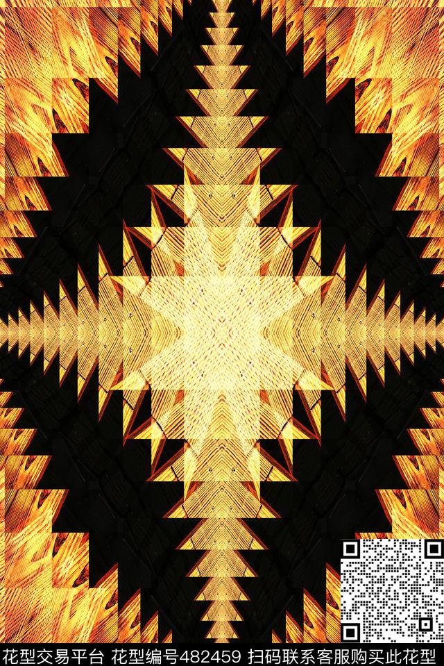 对称尖角十字形数码印花华亿平台下载（图片编号: 482459） - 瓦栏（Walan）