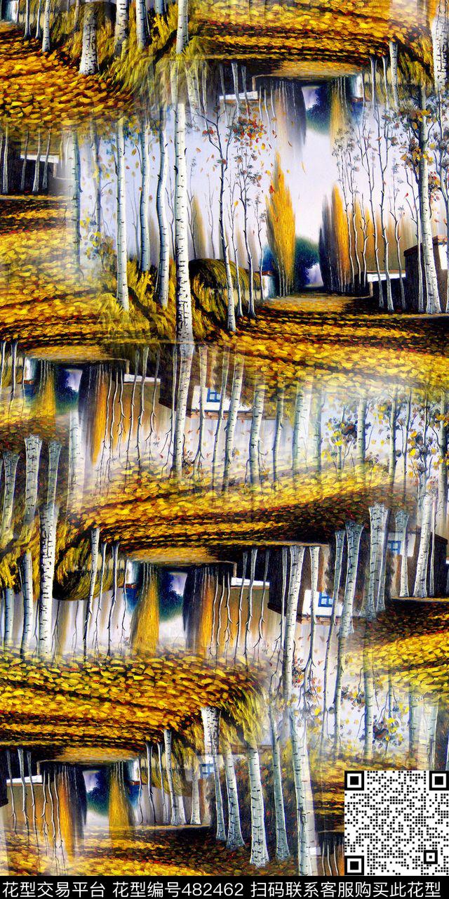 时尚抽象树枝男装华亿平台数码印花华亿平台下载（图片编号: 482462） - 瓦栏（Walan）