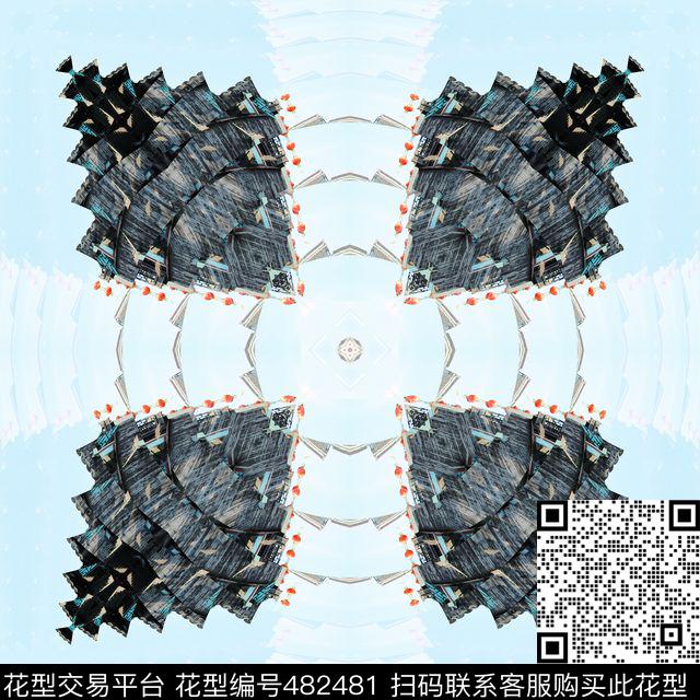 抽象对称建筑数码印花华亿平台下载（图片编号: 482481） - 瓦栏（Walan）