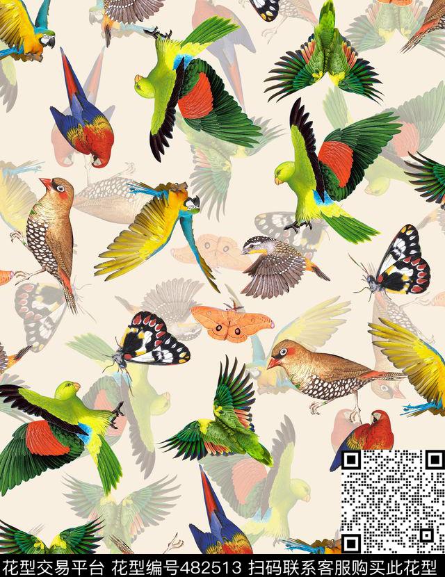 潮流时尚蝴蝶秋冬复古数码印花华亿平台下载（图片编号: 482513） - 瓦栏（Walan）