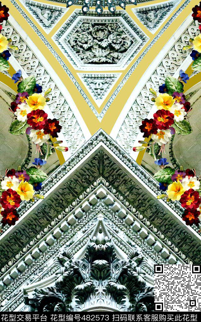 欧式复古建筑数码印花华亿平台下载（图片编号: 482573） - 瓦栏（Walan）