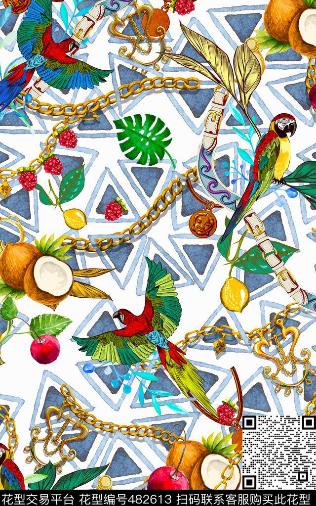 锁链皮带水果数码印花华亿平台下载（图片编号: 482613） - 瓦栏（Walan）
