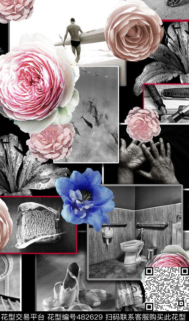 黑吧复古暗色数码印花华亿平台下载（图片编号: 482629） - 瓦栏（Walan）