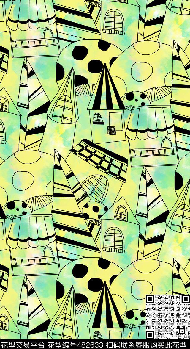 儿童卡通涂鸦数码印花华亿平台下载（图片编号: 482633） - 瓦栏（Walan）