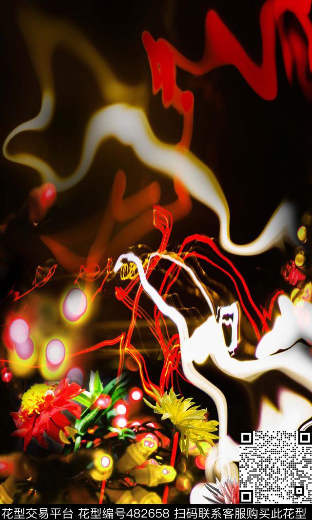 定位花卉手绘数码印花华亿平台下载（图片编号: 482658） - 瓦栏（Walan）