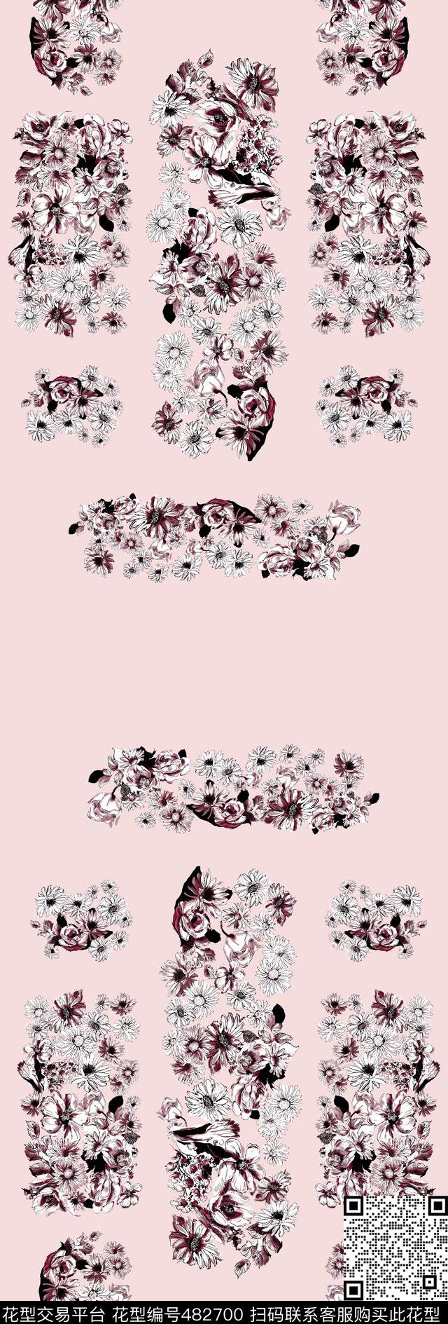 花卉几何小菊花传统印花华亿平台下载（图片编号: 482700） - 瓦栏（Walan）