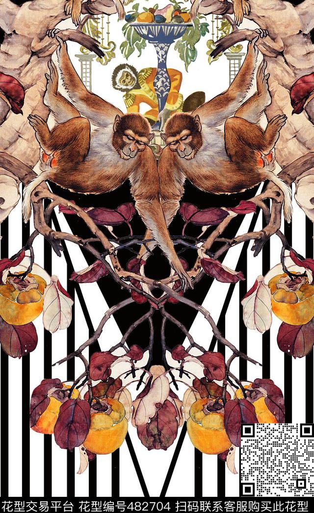 潮流时尚定位秋冬动物数码印花华亿平台下载（图片编号: 482704） - 瓦栏（Walan）