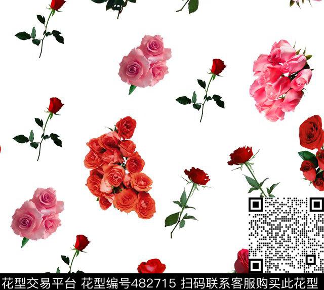 玫瑰女装时尚数码印花华亿平台下载（图片编号: 482715） - 瓦栏（Walan）