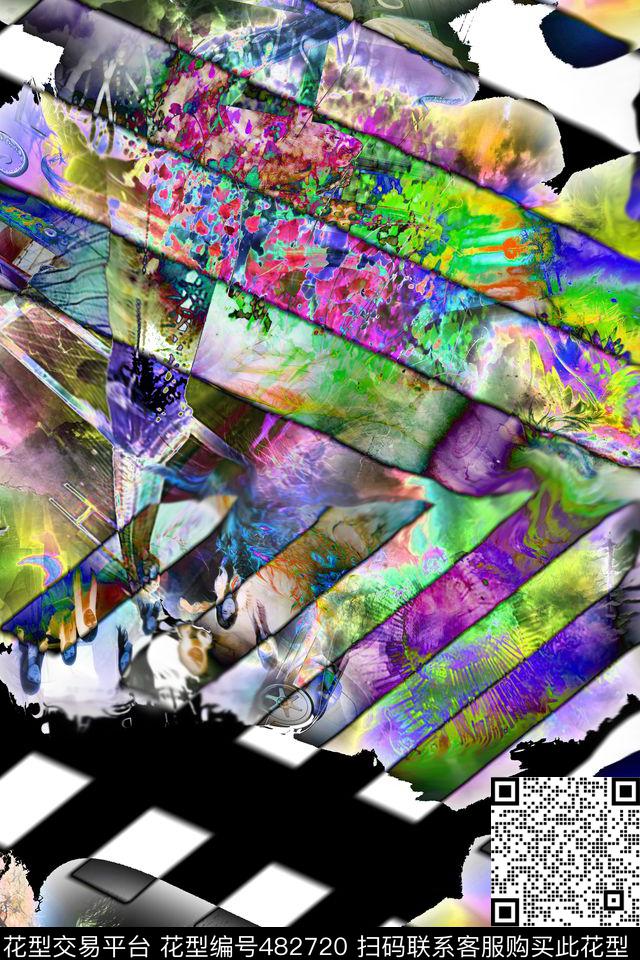 抽象肌理五颜六色数码印花华亿平台下载（图片编号: 482720） - 瓦栏（Walan）