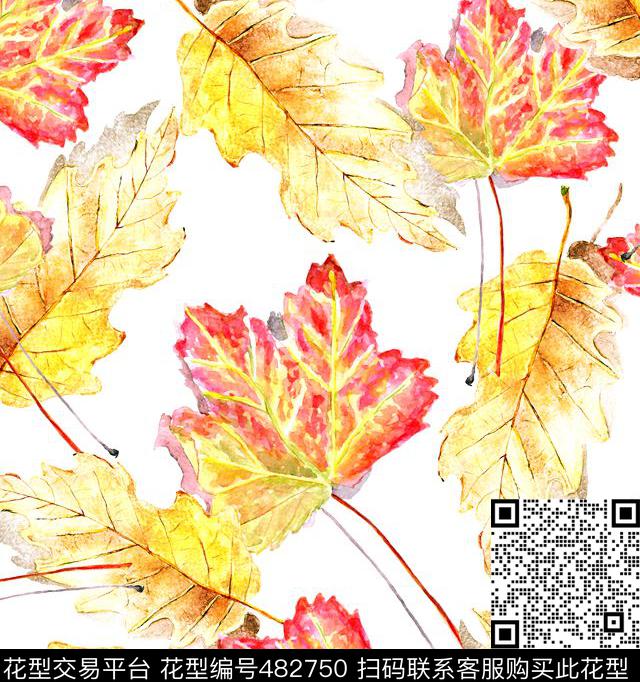 花卉清新绘画数码印花华亿平台下载（图片编号: 482750） - 瓦栏（Walan）