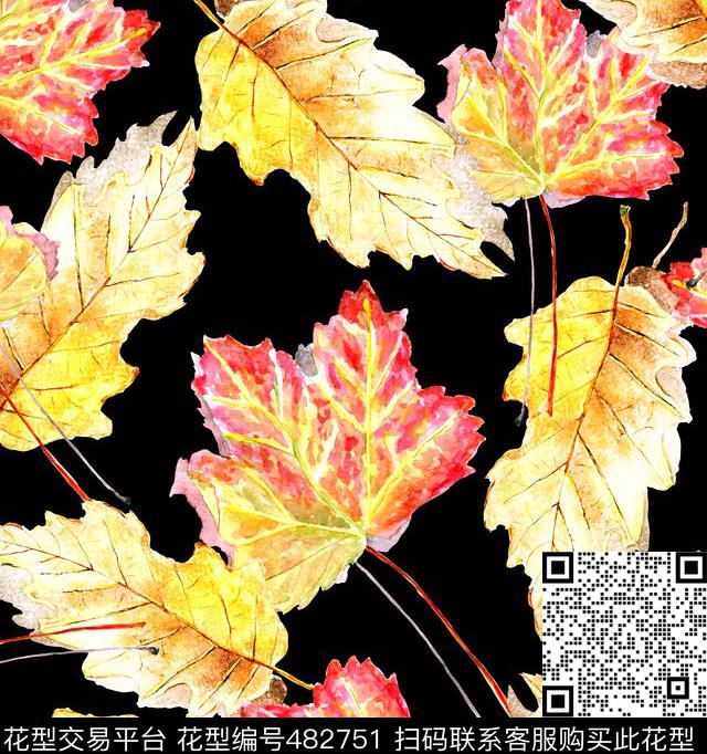 花卉清新绘画数码印花华亿平台下载（图片编号: 482751） - 瓦栏（Walan）