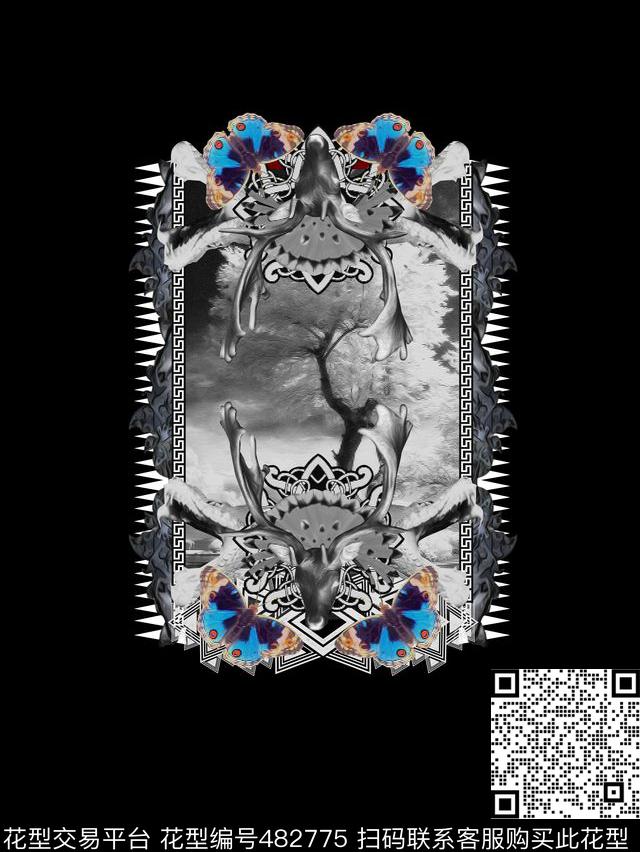 复古神树卡牌数码印花华亿平台下载（图片编号: 482775） - 瓦栏（Walan）