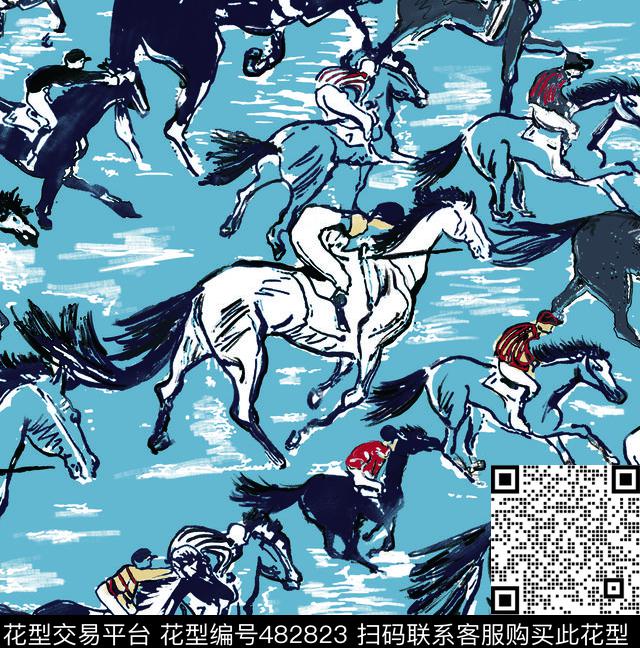 大牌马骑士传统印花华亿平台下载（图片编号: 482823） - 瓦栏（Walan）