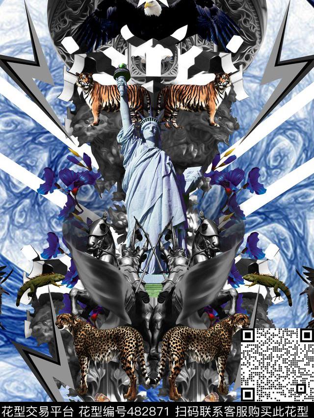 动物花卉建筑数码印花华亿平台下载（图片编号: 482871） - 瓦栏（Walan）