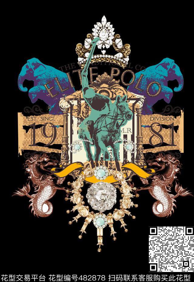 插画潮流时尚前卫复古数码印花华亿平台下载（图片编号: 482878） - 瓦栏（Walan）