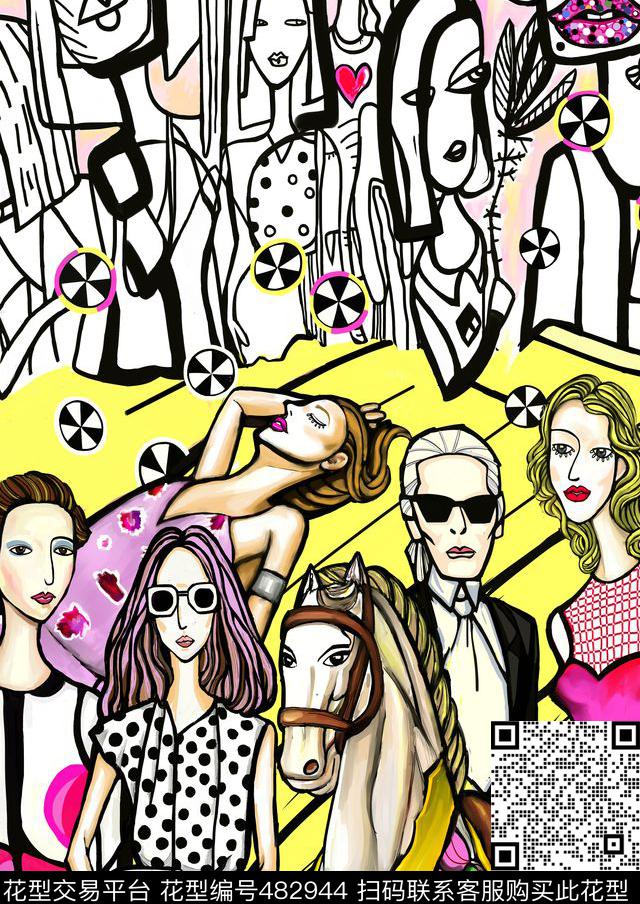 女装时尚手绘传统印花华亿平台下载（图片编号: 482944） - 瓦栏（Walan）